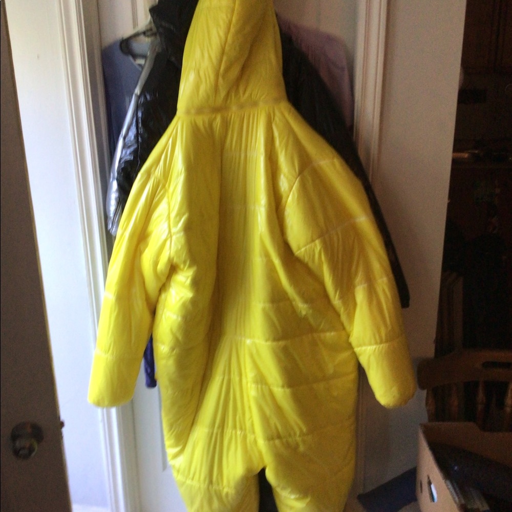 Yellow puffer play suit.